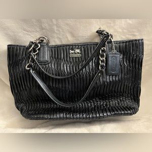 Coach Gathered Black Leather Tote